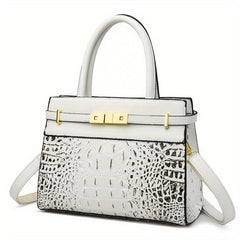 Crocodile Embossed Tote Satchel Bag Classic Handbag For Work