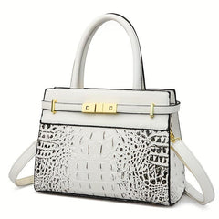 Crocodile Embossed Tote Satchel Bag Classic Handbag For Work