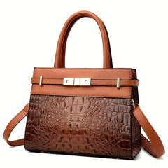 Crocodile Embossed Tote Satchel Bag Classic Handbag For Work