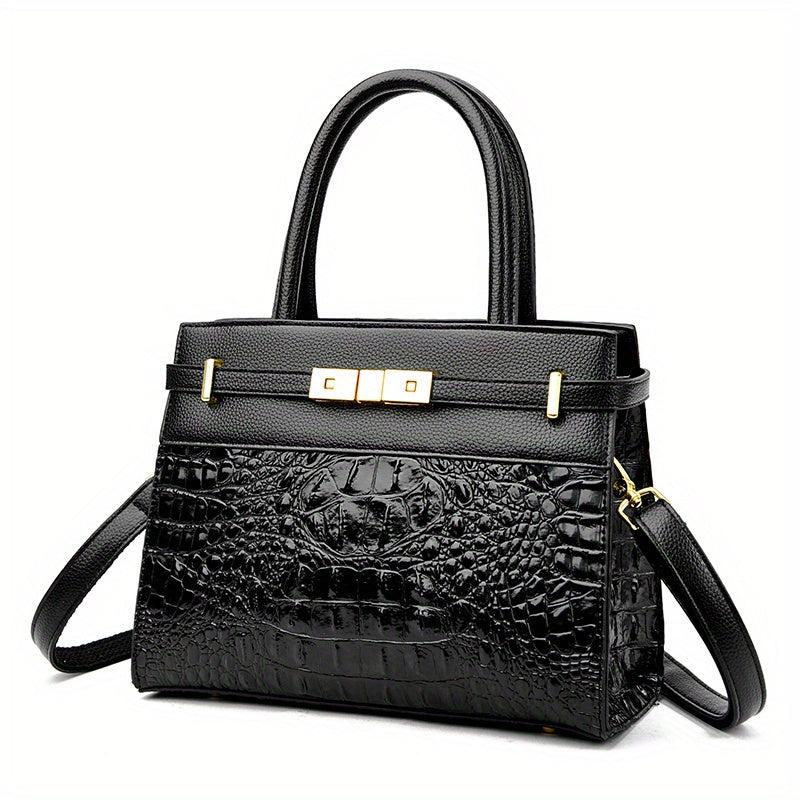 Crocodile Embossed Tote Satchel Bag Classic Handbag For Work