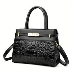 Crocodile Embossed Tote Satchel Bag Classic Handbag For Work