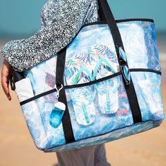 Oversized Mesh Beach Bag 9 Pockets Travel Tote Bag Waterproof Storage Bag