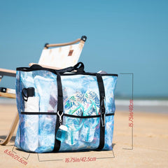 Oversized Mesh Beach Bag 9 Pockets Travel Tote Bag Waterproof Storage Bag