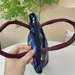 Small Plant Pattern Satchel Canvas Tote Bag Lightweight Handbag