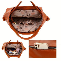 Vintage Large Capacity Tote Bag Retro Crossbody Satchel Bag