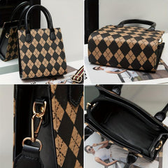 Vintage Rhombus Pattern Square Bag Lightweight Shoulder Bag