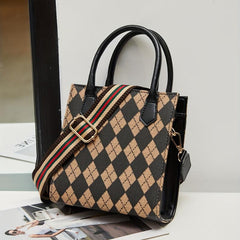 Vintage Rhombus Pattern Square Bag Lightweight Shoulder Bag