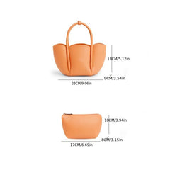 Petal Handbag PU Leather Tote Bag Set Crossbody Bag With Inner Pouch
