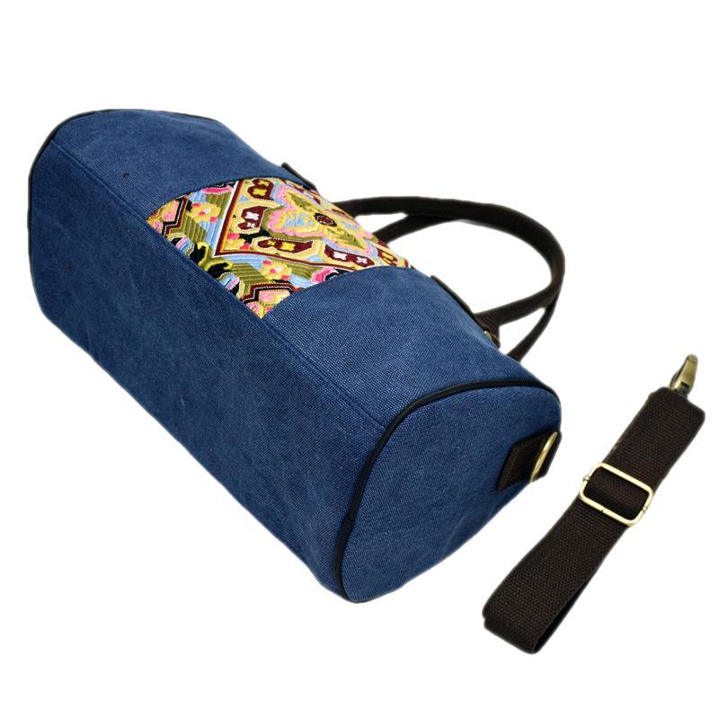 Canvas Embroidered Handbag Large Capacity Shoulder Bag Travel Bag