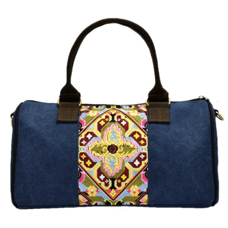 Canvas Embroidered Handbag Large Capacity Shoulder Bag Travel Bag