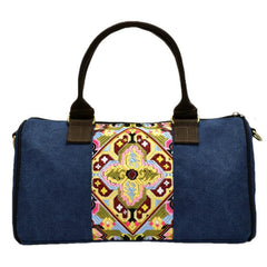 Canvas Embroidered Handbag Large Capacity Shoulder Bag Travel Bag