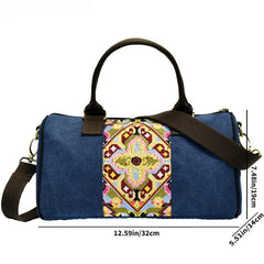 Canvas Embroidered Handbag Large Capacity Shoulder Bag Travel Bag