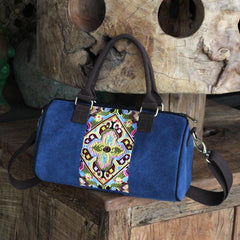 Canvas Embroidered Handbag Large Capacity Shoulder Bag Travel Bag