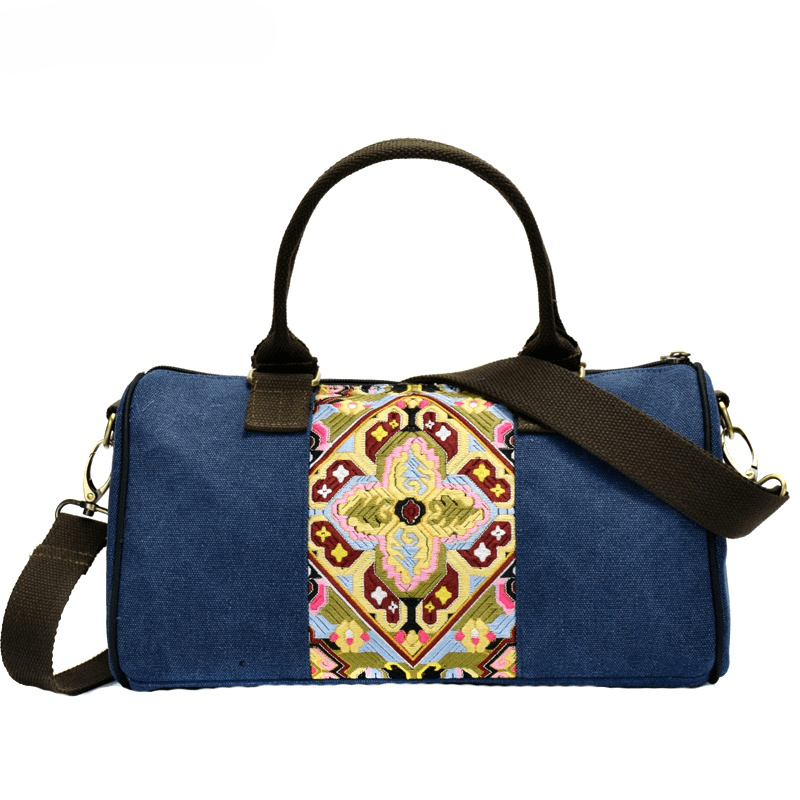 Canvas Embroidered Handbag Large Capacity Shoulder Bag Travel Bag