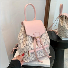Drawstring PU Leather Backpack Large Capacity