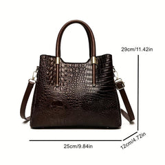 Vintage Crocodile Embossed Tote Bag Women's Classic Handbag
