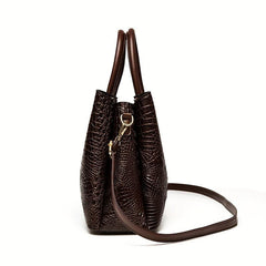 Vintage Crocodile Embossed Tote Bag Women's Classic Handbag