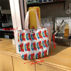 Lovely Canvas Handbag Lightweight Lunch Bag Summer Beach Bag