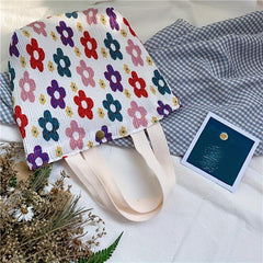 Lovely Canvas Handbag Lightweight Lunch Bag Summer Beach Bag
