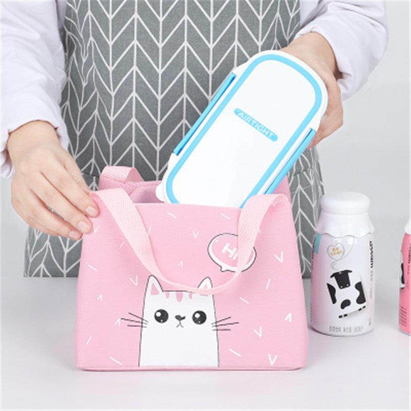 Cartoon Animal Pattern Zipper Storage Bag Lightweight Lunch Bag