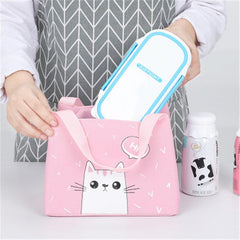 Cartoon Animal Pattern Zipper Storage Bag Lightweight Lunch Bag