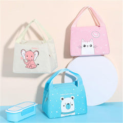 Cartoon Animal Pattern Zipper Storage Bag Lightweight Lunch Bag