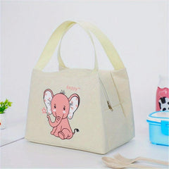 Cartoon Animal Pattern Zipper Storage Bag Lightweight Lunch Bag