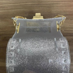 Sequins Glitter Crossbody Chain Bag Turn Lock Stylish Phone Storage Bag