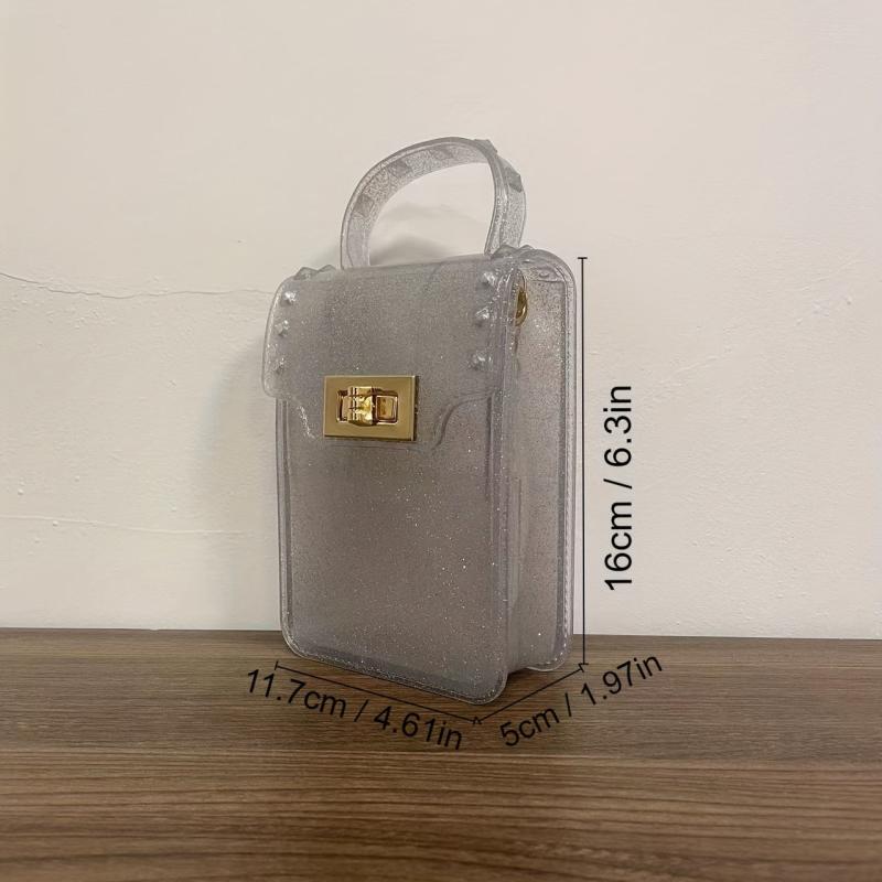 Sequins Glitter Crossbody Chain Bag Turn Lock Stylish Phone Storage Bag