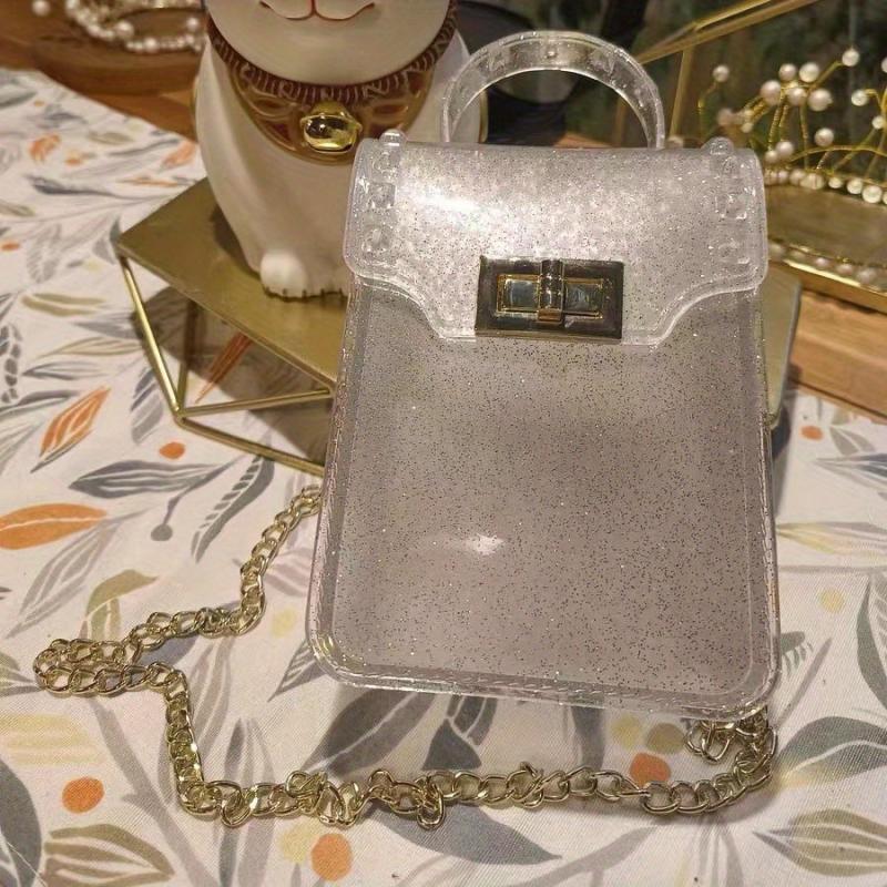 Sequins Glitter Crossbody Chain Bag Turn Lock Stylish Phone Storage Bag