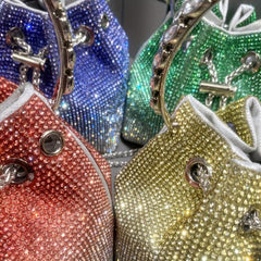 Rhinestone Bucket Bag Glitter Prom Purse Chain Crossbody Bag for Women