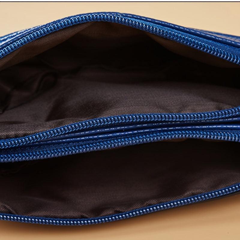 Flowers Embroidered Zipper Shoulder Bag Classic Purse