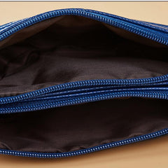 Flowers Embroidered Zipper Shoulder Bag Classic Purse