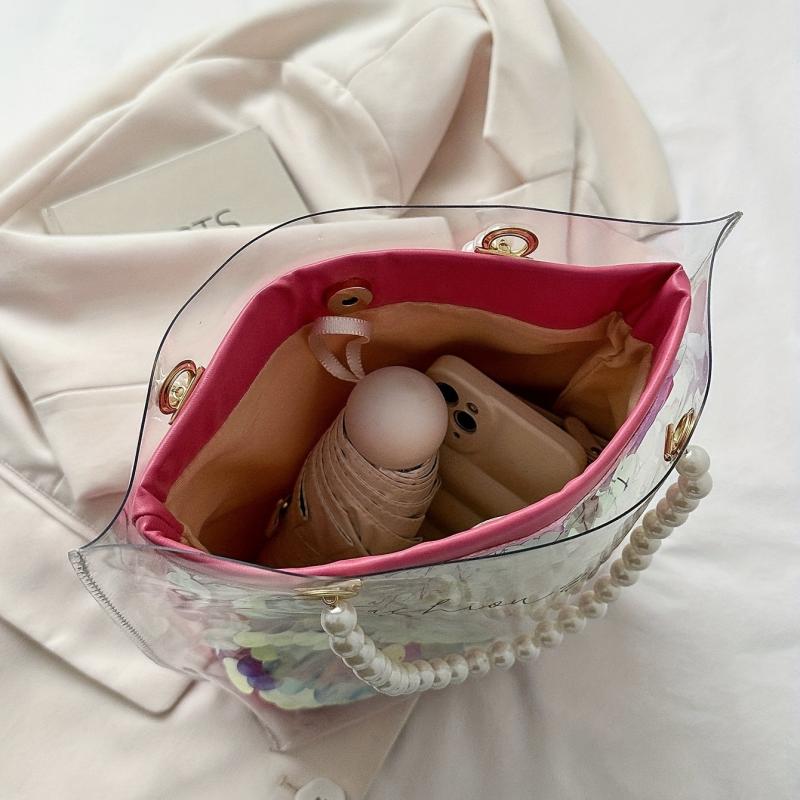 Stylish Satchel Bag with Letter Print and Sequins Decor - Handbag
