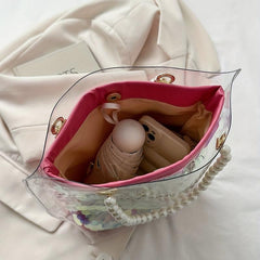 Stylish Satchel Bag with Letter Print and Sequins Decor - Handbag
