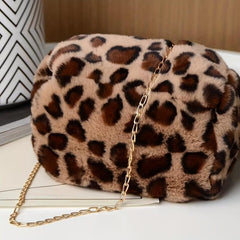 Leopard Print Bag Satchel with Chain Strap