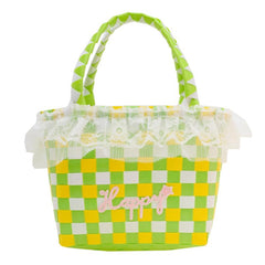 Top Handle Braided Bucket Bag, Beach Basket Handbag