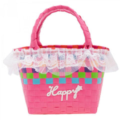 Top Handle Braided Bucket Bag, Beach Basket Handbag