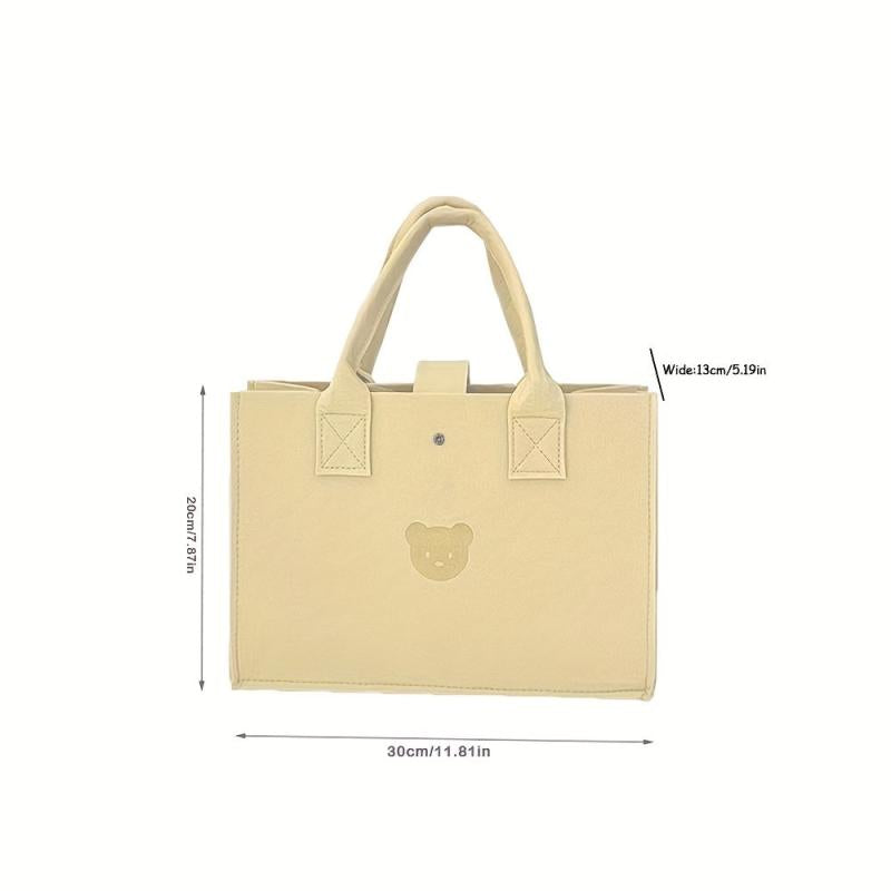 Little Bear Satchel Bag Casual Textured Tote Bag Soft Versatile Handle