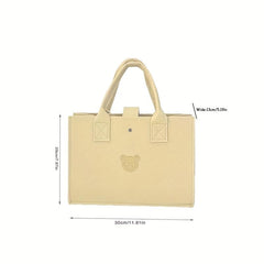 Little Bear Satchel Bag Casual Textured Tote Bag Soft Versatile Handle