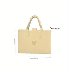 Little Bear Satchel Bag Casual Textured Tote Bag Soft Versatile Handle