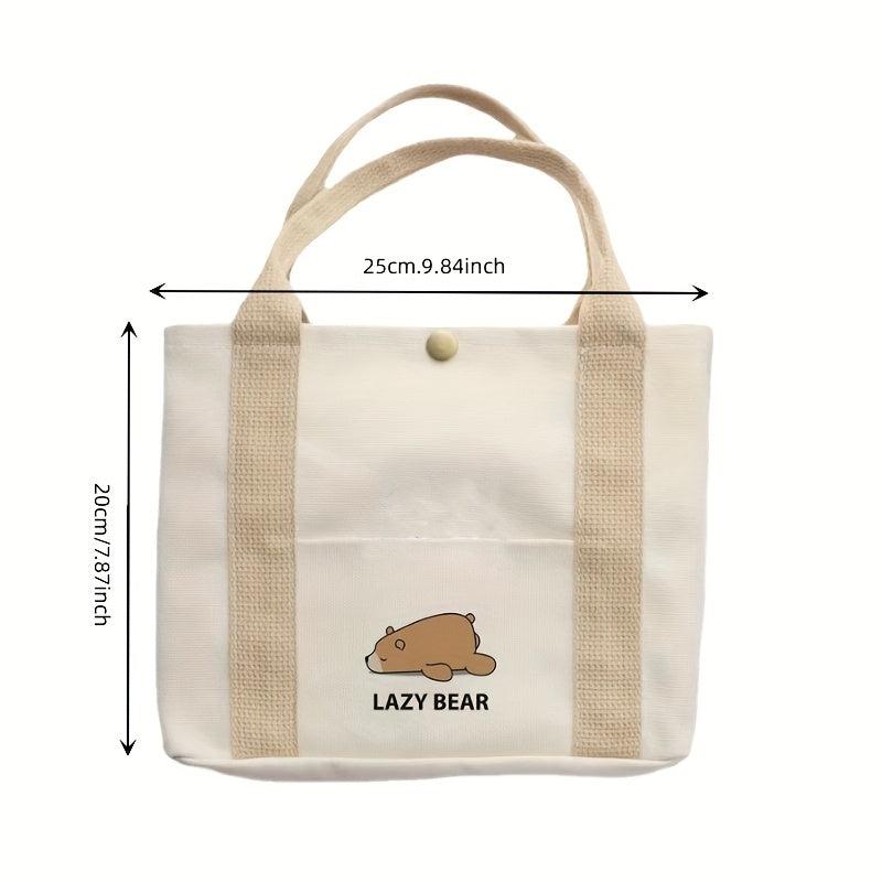 Animal Print Canvas Shoulder Bag Double Handle Tote Bag