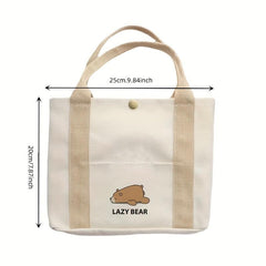 Animal Print Canvas Shoulder Bag Double Handle Tote Bag