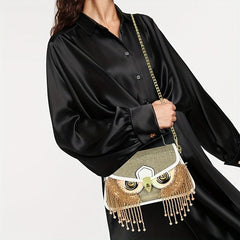 Rhinestone Owl Evening Bag Dinner Clutch Purse Formal Banquet Handbag