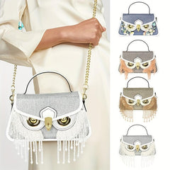 Rhinestone Owl Evening Bag Dinner Clutch Purse Formal Banquet Handbag