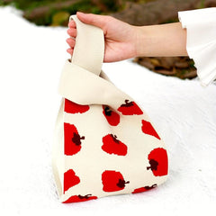 Fruit Pattern Crochet Bag Women's Knitted Fabric Wrist Bag