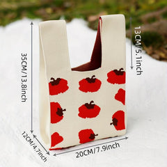 Fruit Pattern Crochet Bag Women's Knitted Fabric Wrist Bag