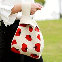 Fruit Pattern Crochet Bag Women's Knitted Fabric Wrist Bag