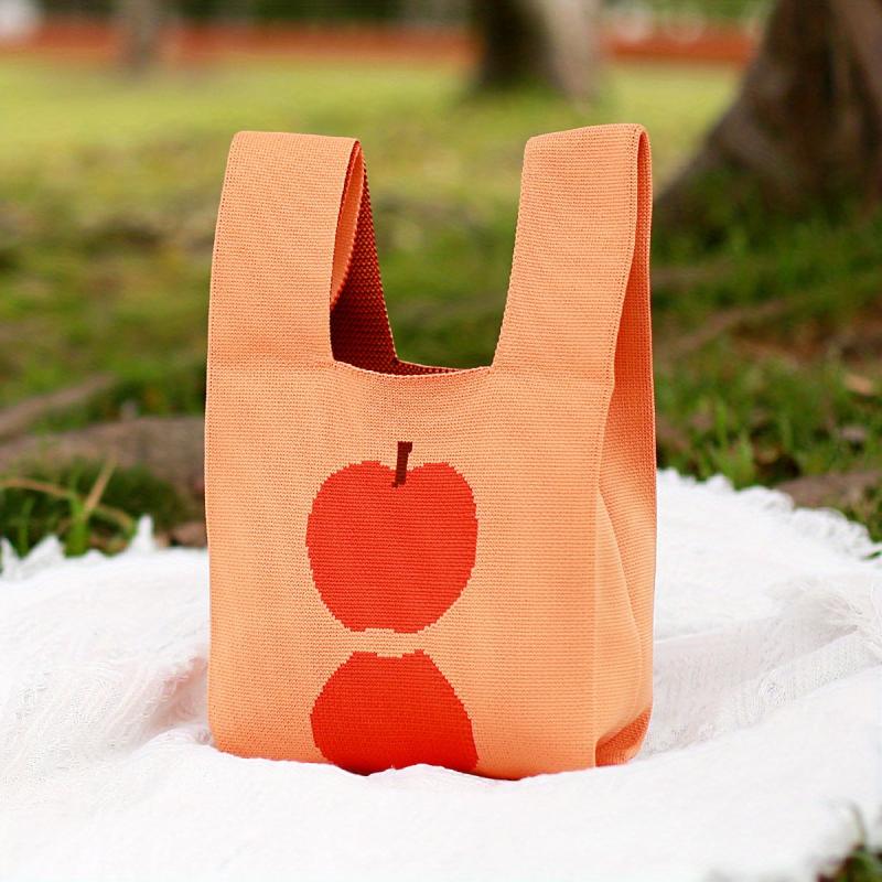 Fruit Pattern Crochet Bag Women's Knitted Fabric Wrist Bag