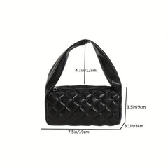 Quilted Handbag Solid PU Leather Underarm Bag Women's Casual Shoulder Purse